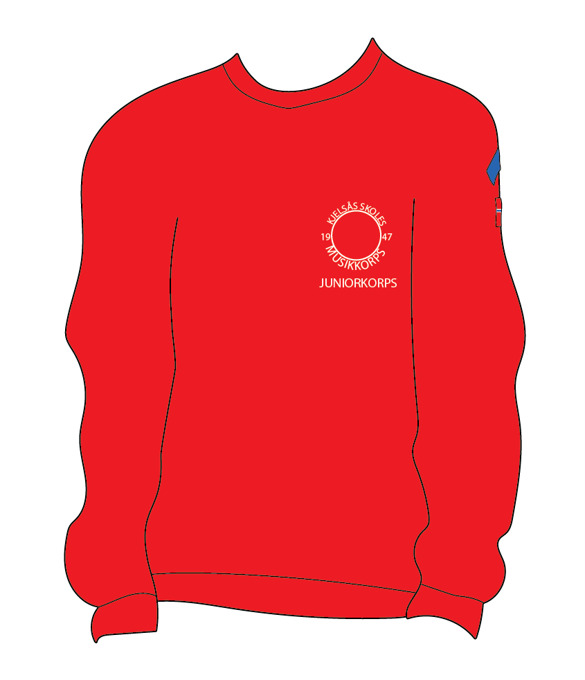 Uniformsjakke, hovedkorps Illustrasjon av uniformsjakke for Kjelsås skoles musikkorps. Illustratør: Rønnaug Stokke